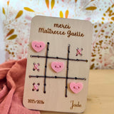 ❤️PRECOMMANDE carte en bois modèle Morpion - Personnalisable
