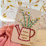 🌸PRECOMMANDE carte en bois modèle Arrosoir - Personnalisable