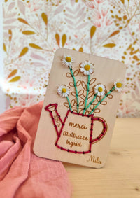 🌸PRECOMMANDE carte en bois modèle Arrosoir - Personnalisable