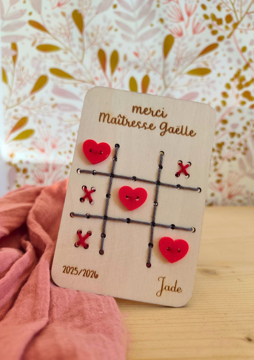 ❤️PRECOMMANDE carte en bois modèle Morpion - Personnalisable