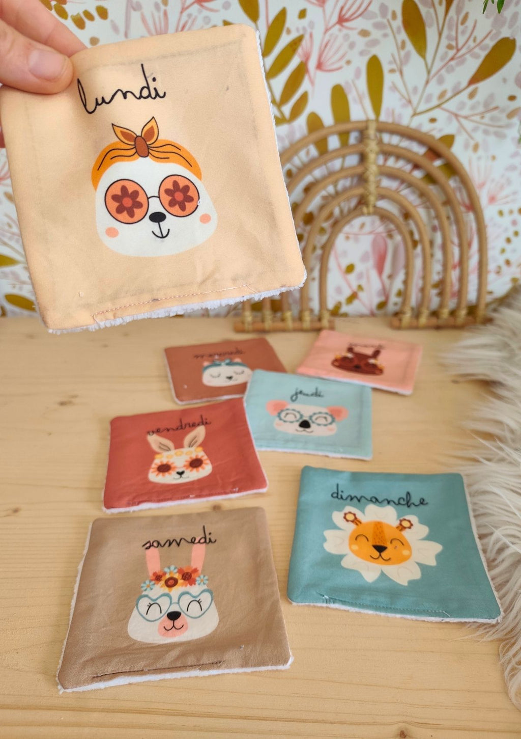 🧼🌸 Le semainier de cotons lavables -modèle rétro - Kit couture premiers projets