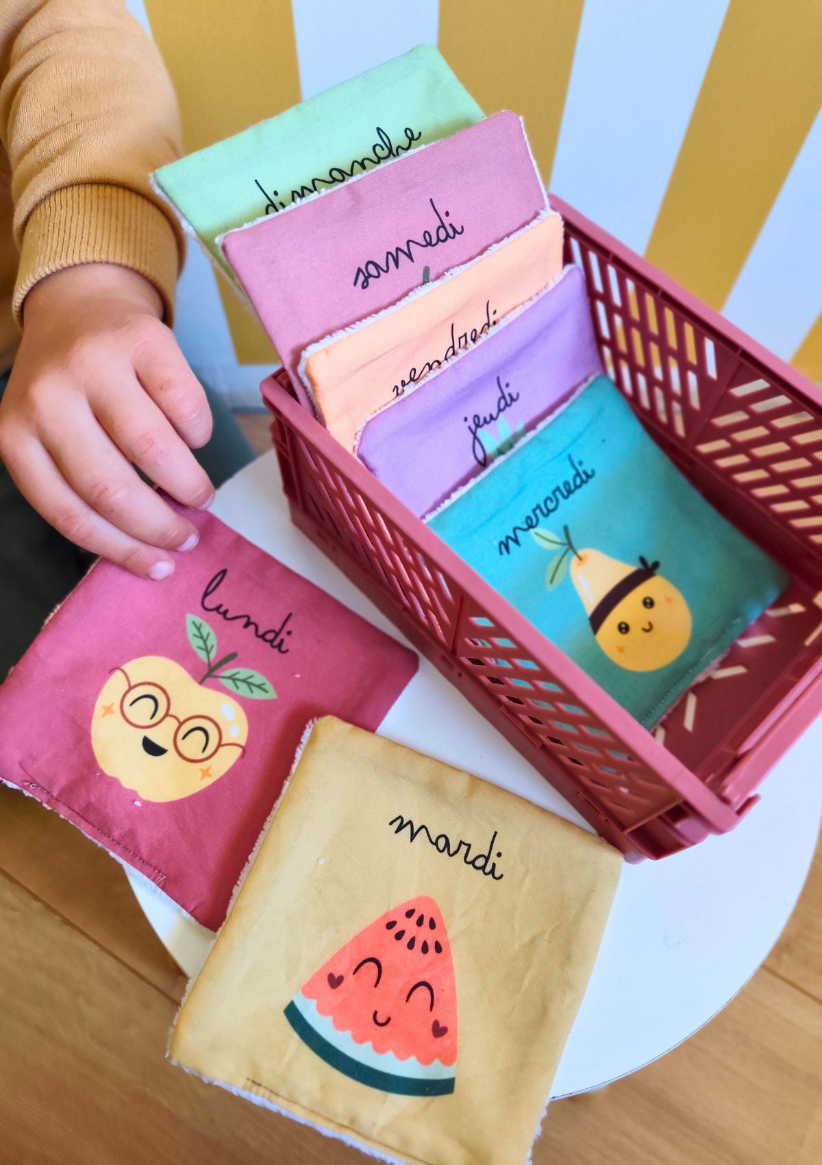 🍍Le semainier de cotons lavables -modèle fruits - Kit couture premiers projets