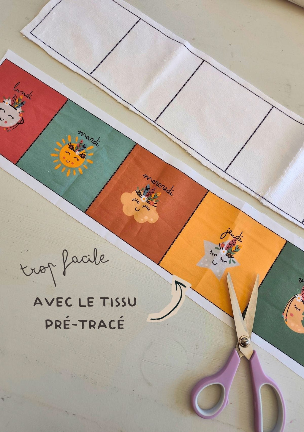 🏹Le semainier de cotons lavables -modèle indien- Kit couture premiers projets