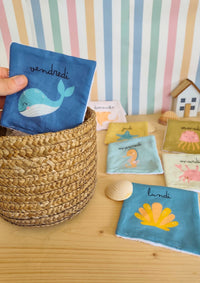 🧼🌊 Le semainier de cotons lavables -modèle océan - Kit couture premiers projets