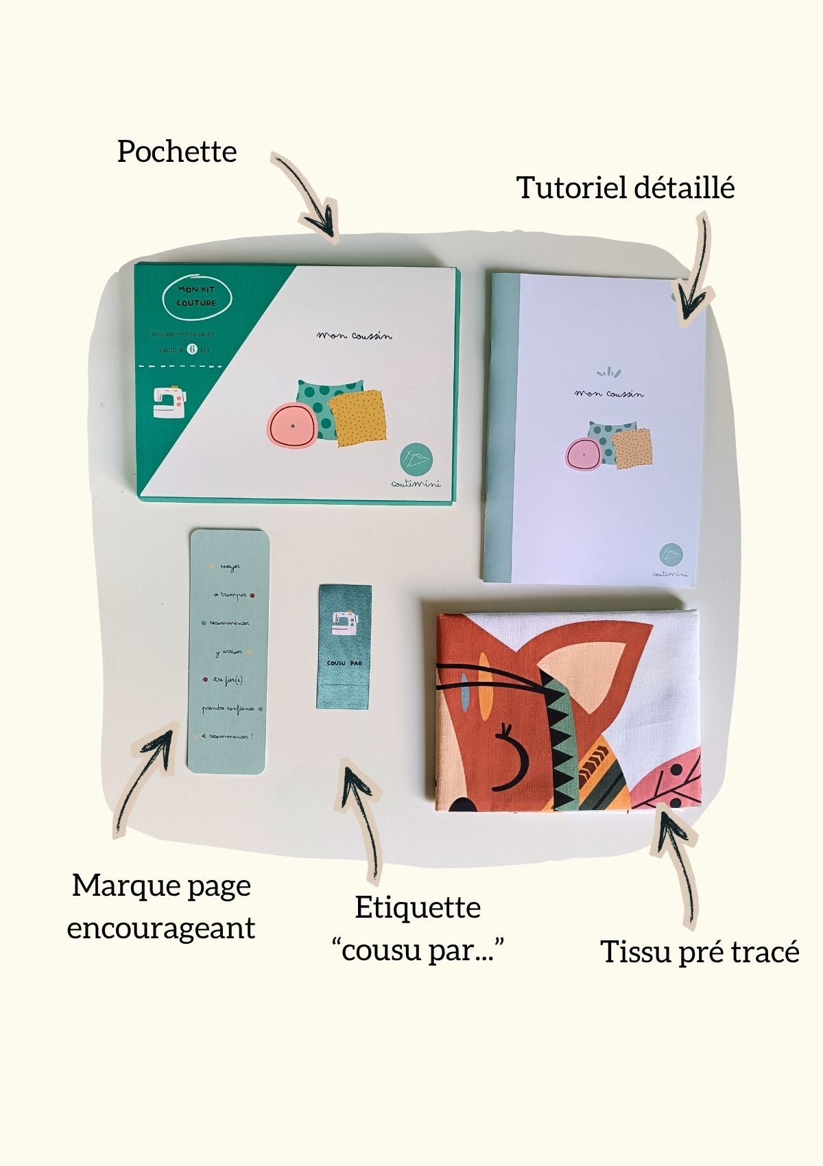 🏹 Le coussin indiens - Kit couture premiers projets