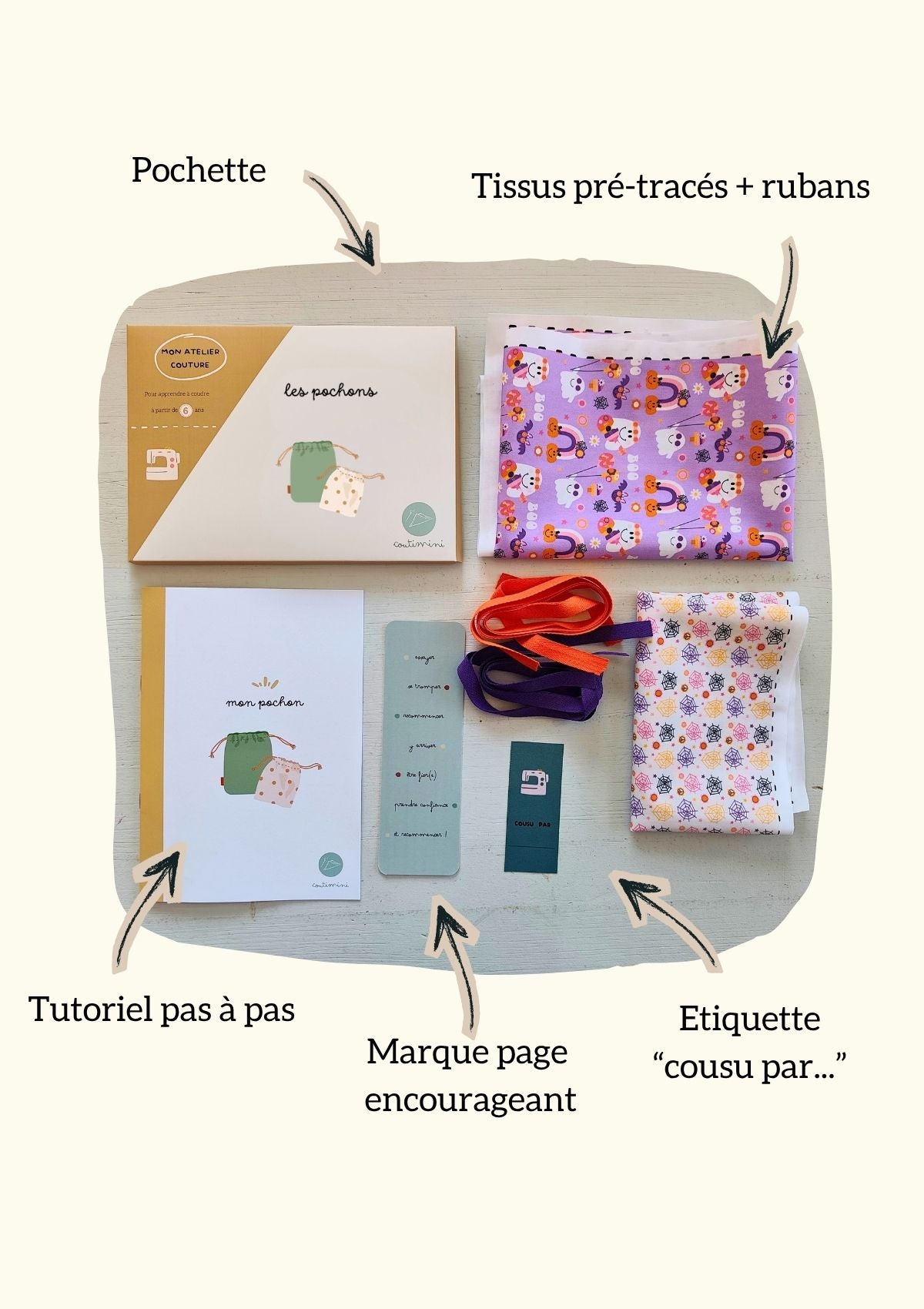 👻Les deux pochons - Kit couture premiers projets