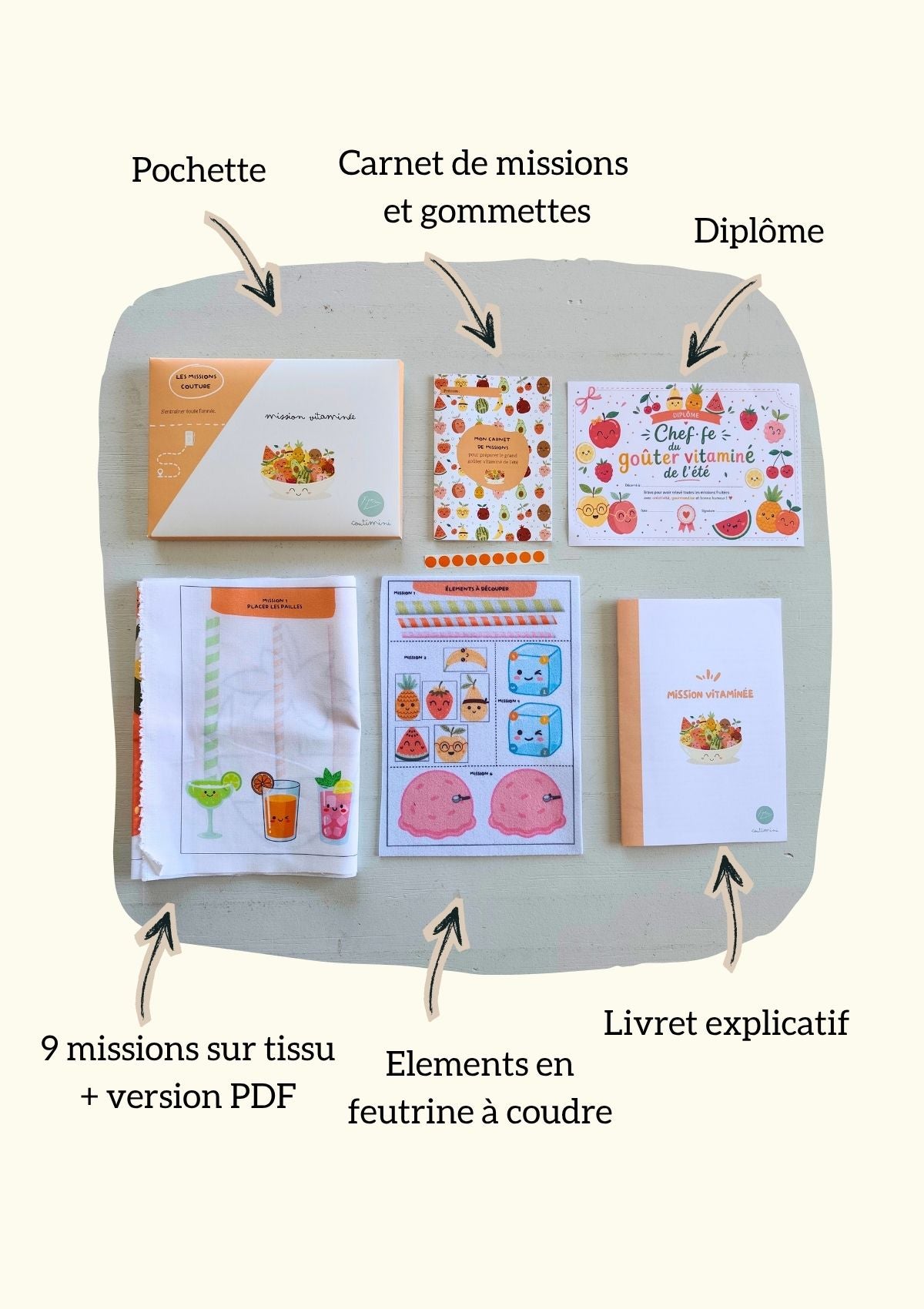 🍍Le coffret découverte - Collection vitaminée - Mission vitaminée +  kit coussin fruit