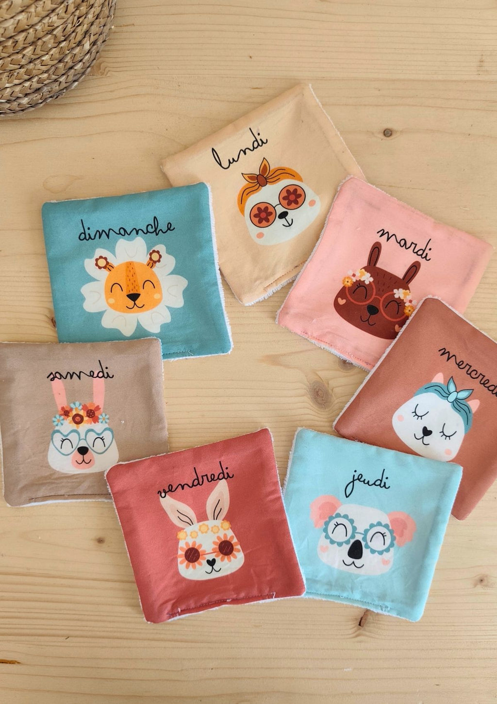 🧼🌸 Le semainier de cotons lavables -modèle rétro - Kit couture premiers projets